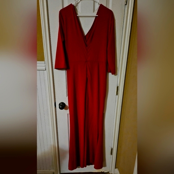 BODYCON Maxi High Slit Long Red Formal Evening Cocktail Party Prom Dress- XL - Picture 3 of 7